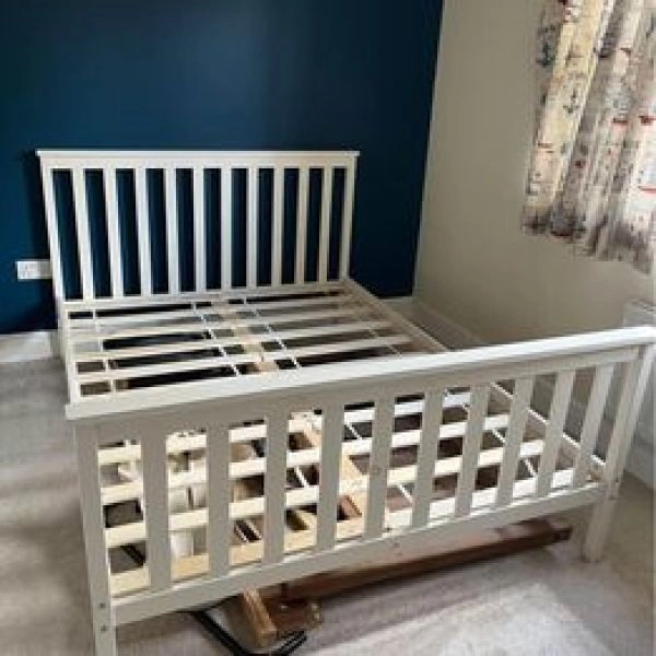 White Wooden Double Bed Frame
