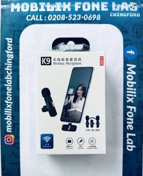 K9 Wireless Microphone for iPhone, iPad, Android Audio Video Recording, Crystal Clear Sound Quality