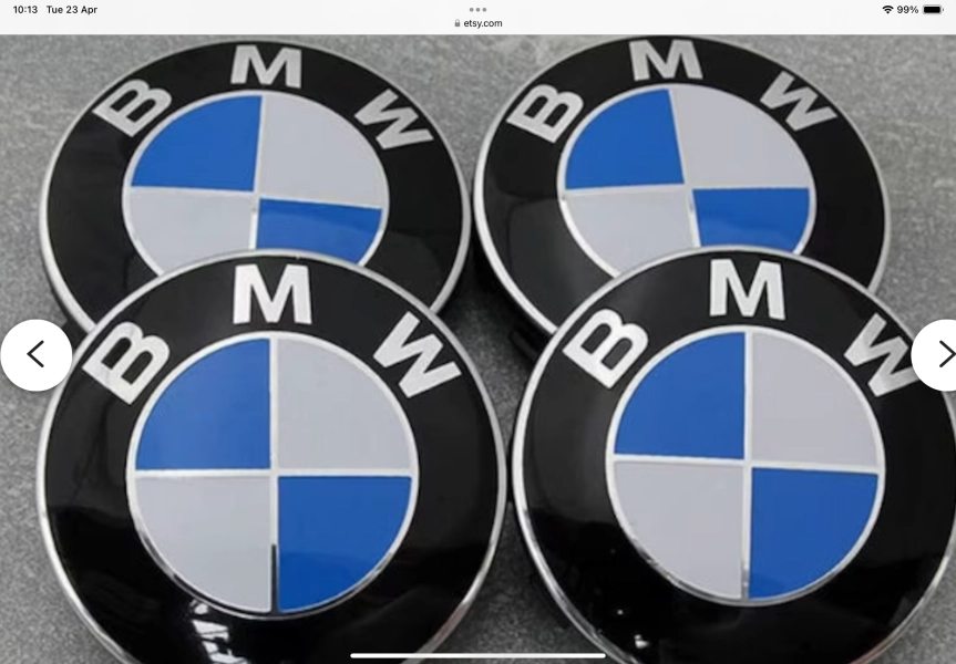 A set for four brand new BMW wheel hub caps/badges