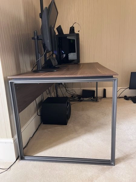 Dark Brown Office Desk with Steel Legs