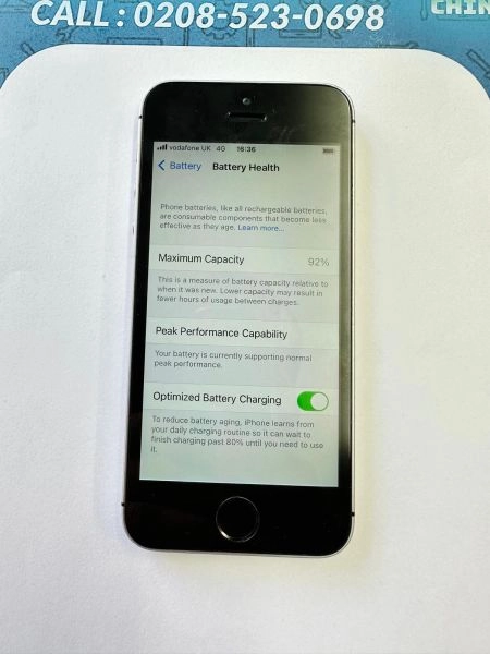 Apple iPhone 5SE 32GB Black Battery Health: 92% Unlocked Latest iOS 15.7.8 Version Good Condition