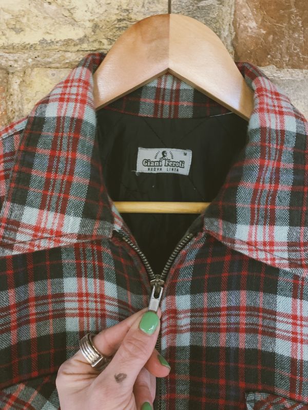 Vintage 1990s zip front lined flannel shirt
