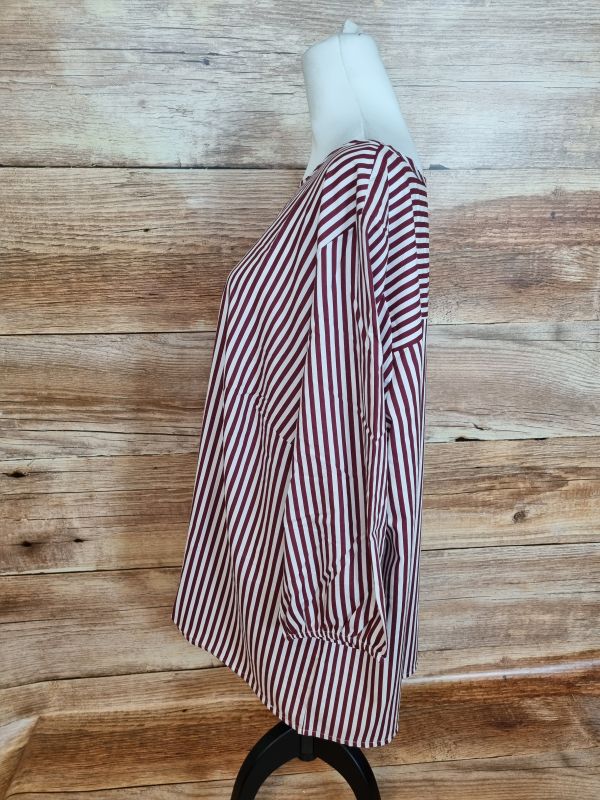 Burgundy and white stripe top