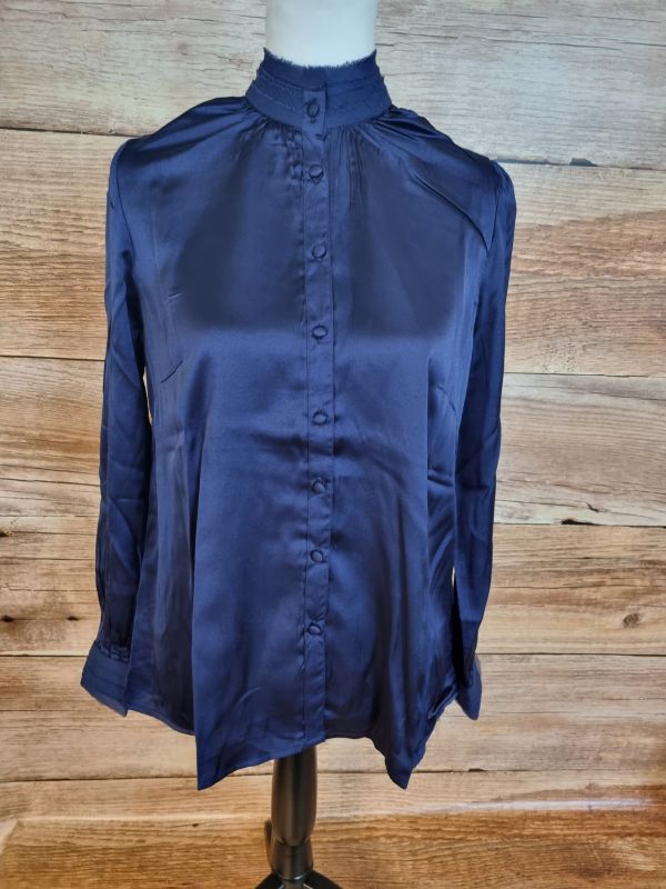 Blue satin blouse