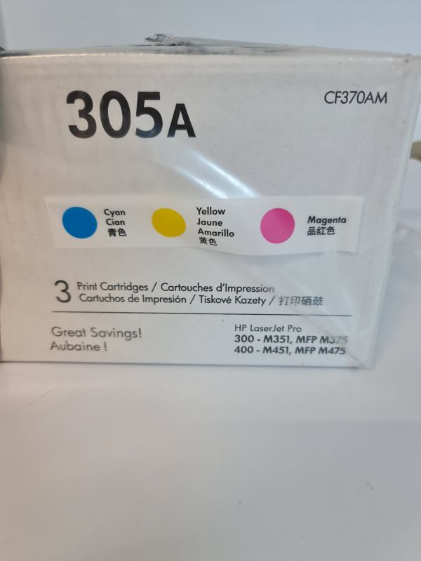HP CF370AM 305A Original LaserJet Cartridges, Cyan/Magenta/Yellow, Multipack