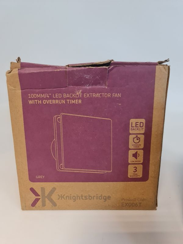 Knightsbridge LED Backlit Extractor Fan with Overrun Timer - Stainless Steel