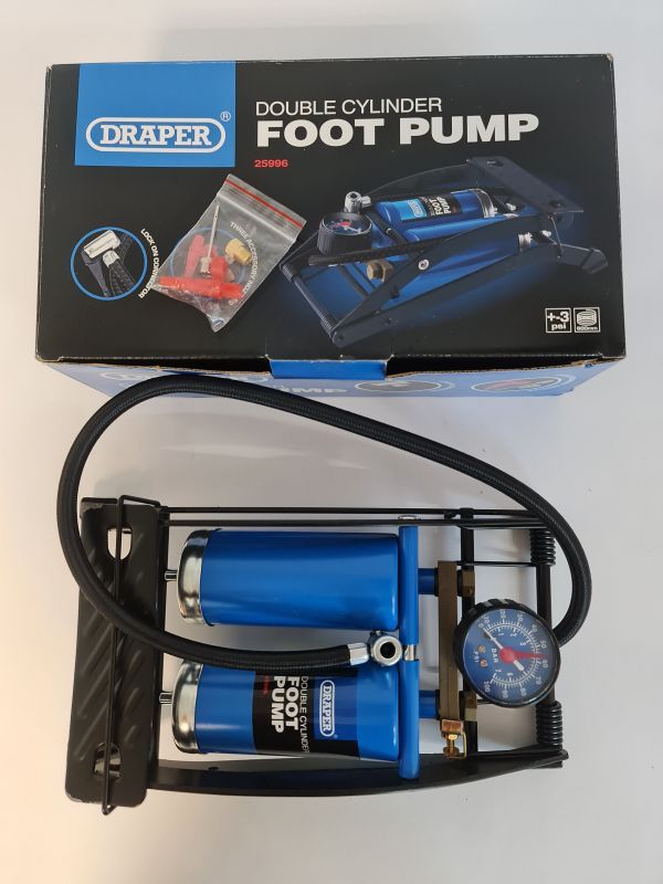 Draper Double Twin Cylinder Foot Pump