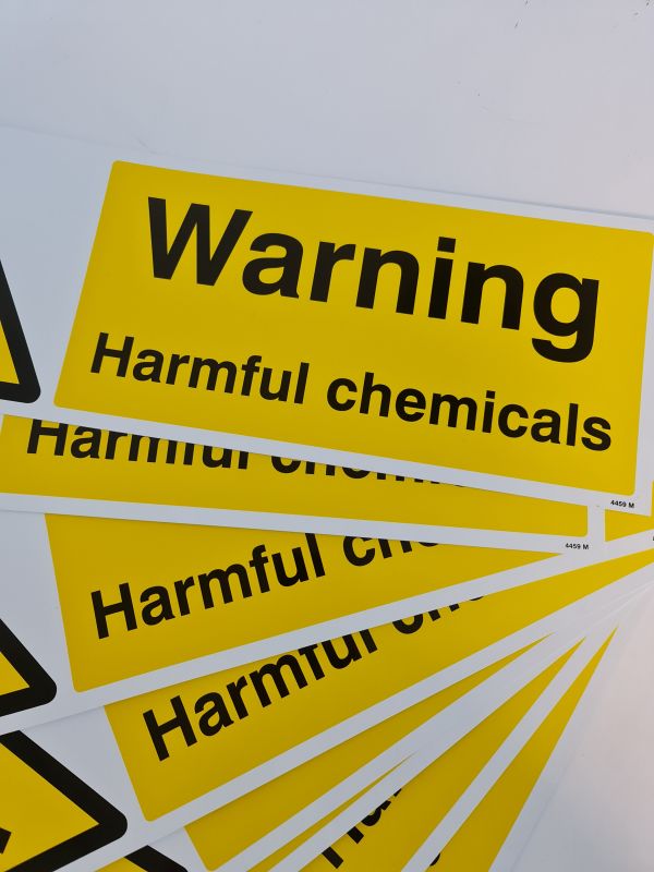 Warning Harmful Chemicals Vinyl Safety Sign