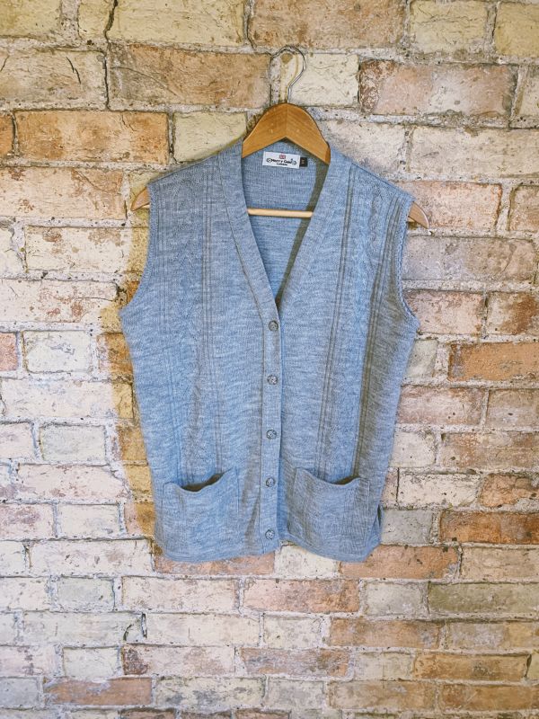 Vintage grey woollen waistcoat Size M