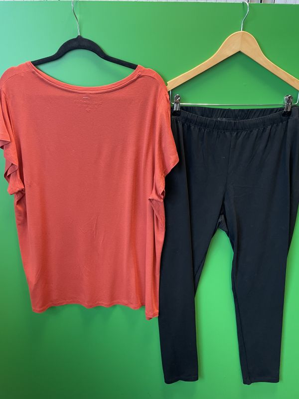 Orange top and black leggings set