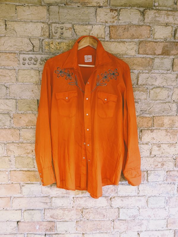 Vintage 1980s orange western shirt size L