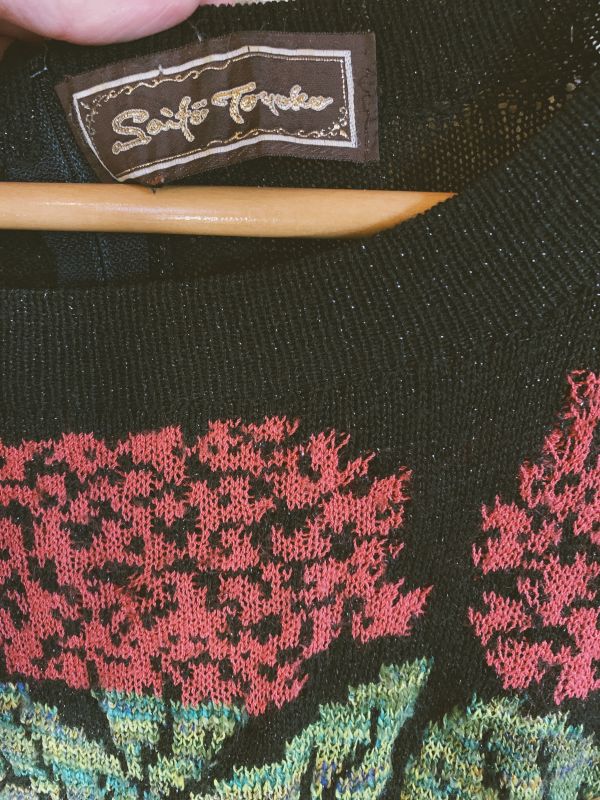 Vintage black knit midi dress Size M/L