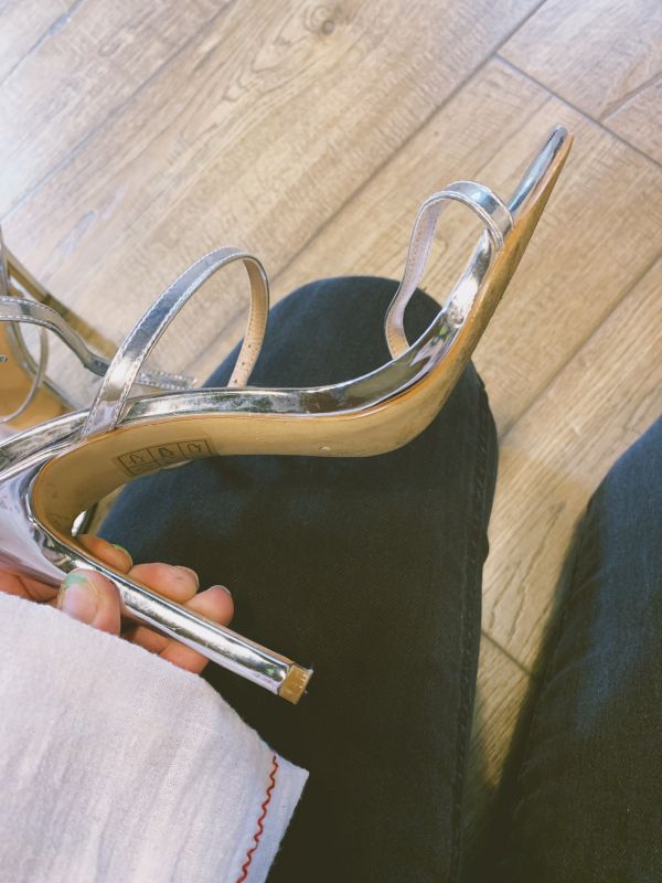 Silver strappy ‘Office’ heels size 38
