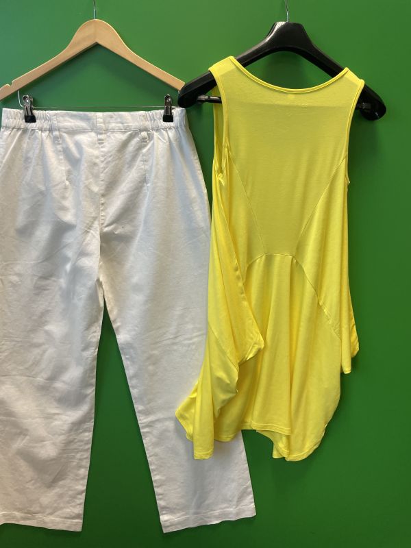 Yellow and white trouser set