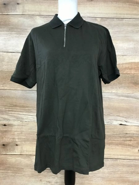 Burton Menswear Khaki Green Zip Up T-Shirt