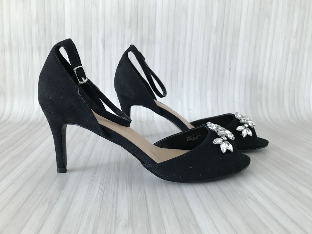 Joanna Hope Black with Trim Detail Sandals Extra Wide EEE Fit