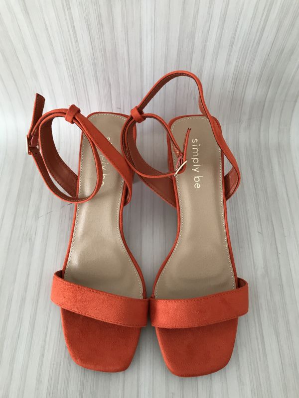 Simply Be. Orange Block Heel Suede Sandals
