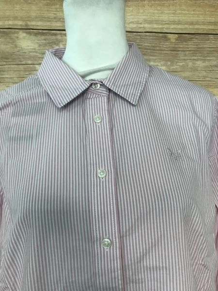 Crew Clothing Company Pink and White Striped Classic Fit Shirt
