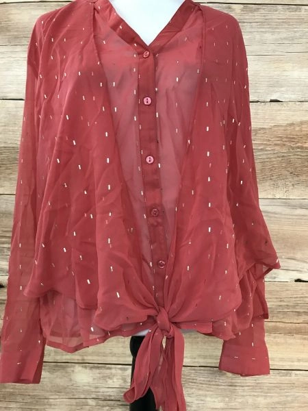 Together Sheer Coral Tie Up Blouse