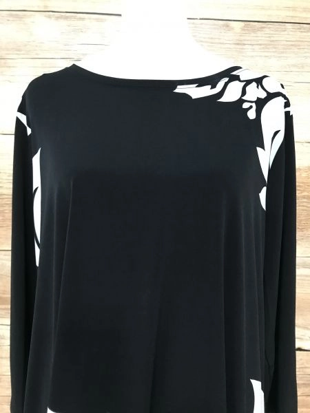 BonPrix Collection Black and White Dipped Hem Long Sleeve Top