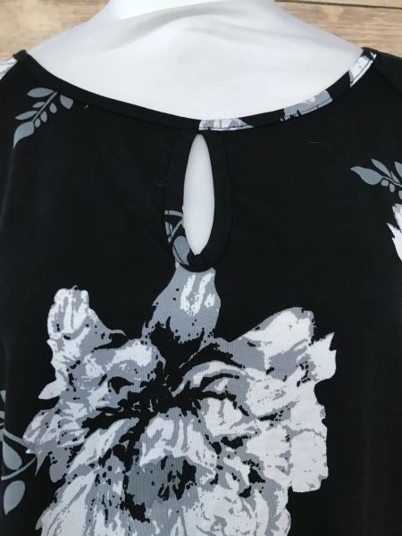 Lascana Black and White Floral Print Cold Shoulder Top