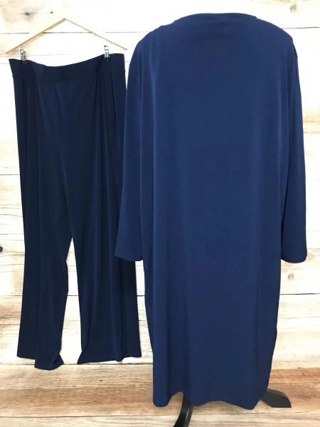 Together 3 Piece Navy Top Trouser and Over top Set