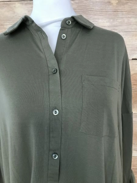 Evans Khaki Green Oversize Jersey Shirt