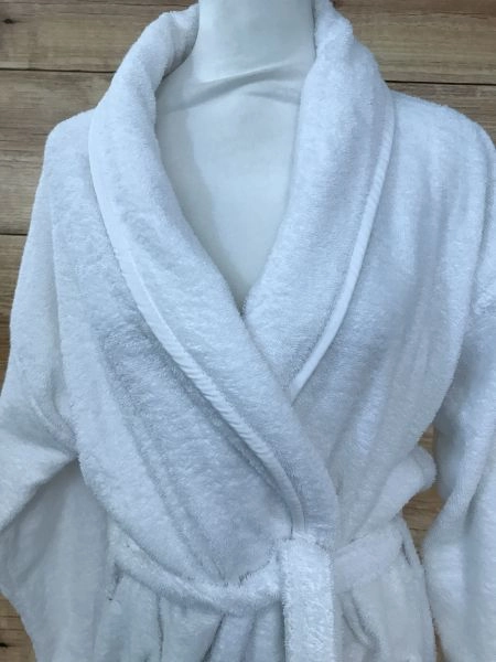 White Cotton Long Sleeve Dressing Gown