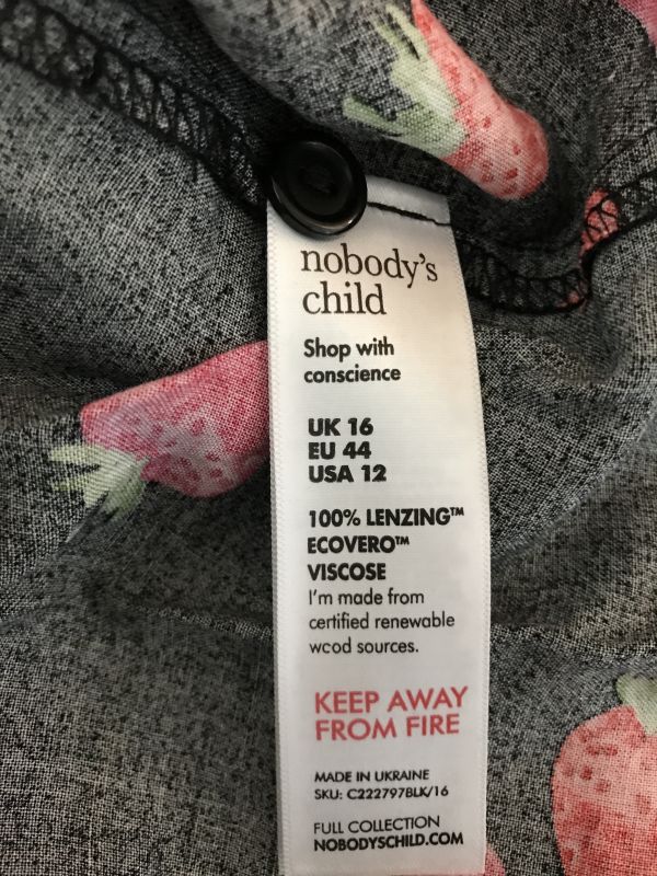Nobody's Child Black Strawberry Print Short Sleeved Blouse