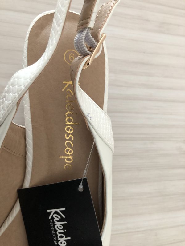 Kaleidoscope Cream Faux Leather Sling Back Sandals