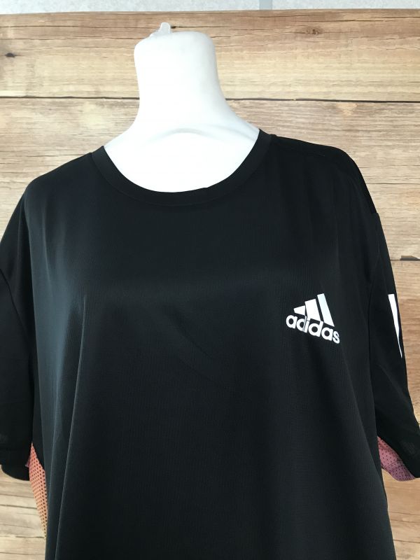 Adidas Black Running Top with Colour Pattern Side Panels