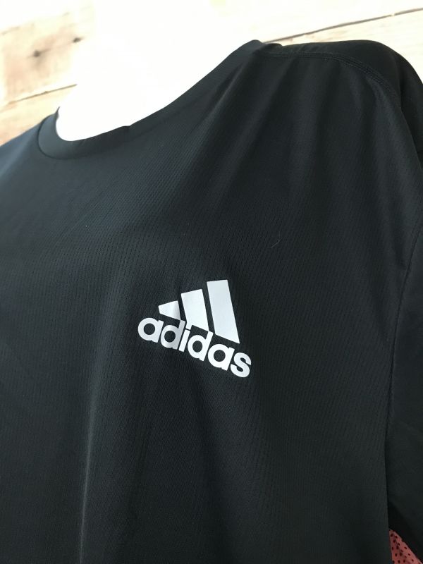 Adidas Black Running Top with Colour Pattern Side Panels