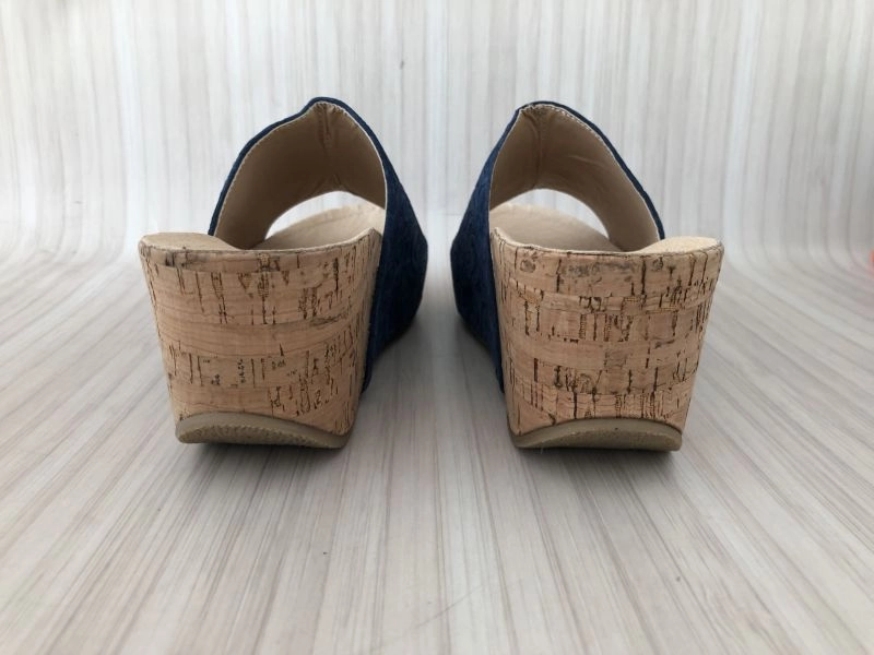 Andrea Conti Navy Suede Open Toe Wedge Sandals
