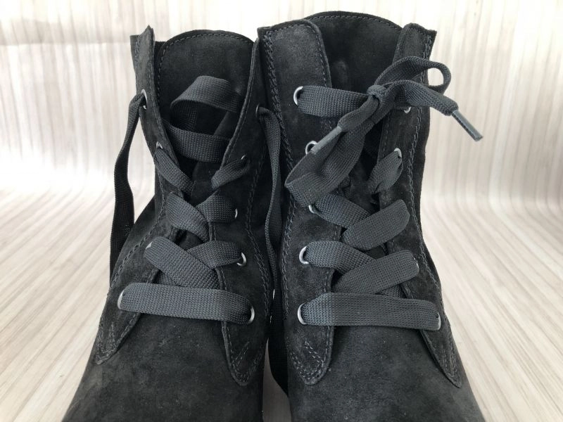 Gabor Black Suede Wedge Lace up Ankle Boots