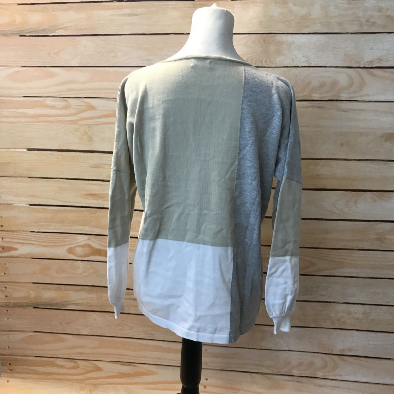 White and sand long sleeve top