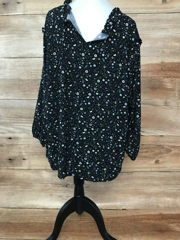 JD Williams Black Top with Flower Print