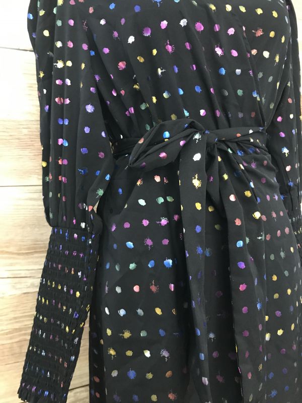 Simply Be Black Wrap Dress with Coloured Dot Design