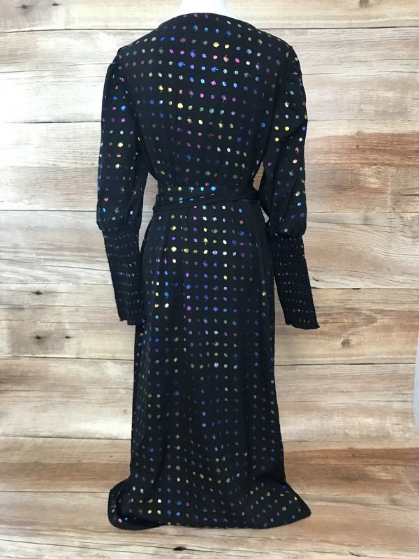 Simply Be Black Wrap Dress with Coloured Dot Design