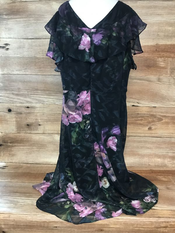 Joanna Hope Black Maxi Dress with Floral Print