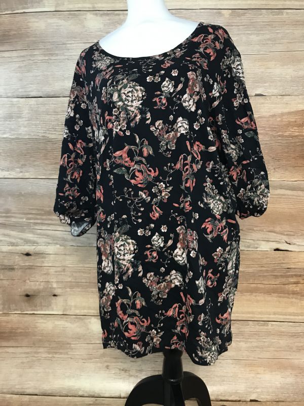 JD Williams Black Tunic Top with Floral Print