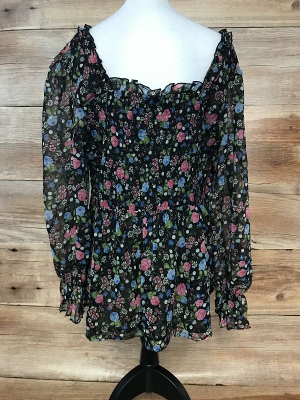 Simply Be Floral Print Frill Blouse