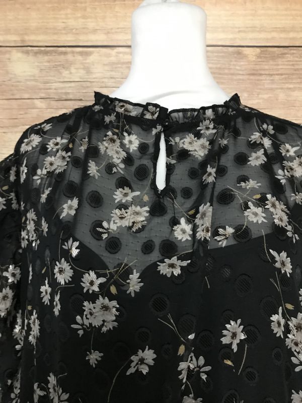 Joanna Hope Black High Neck Dress with Grey Flower Print