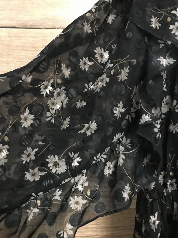 Joanna Hope Black High Neck Dress with Grey Flower Print