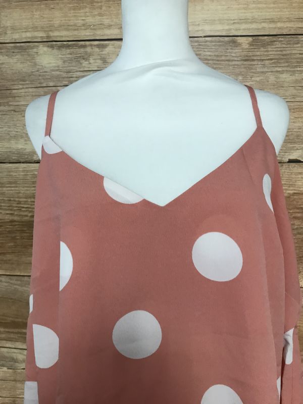 Capsule Peach Strappy Top with White Polka Dots