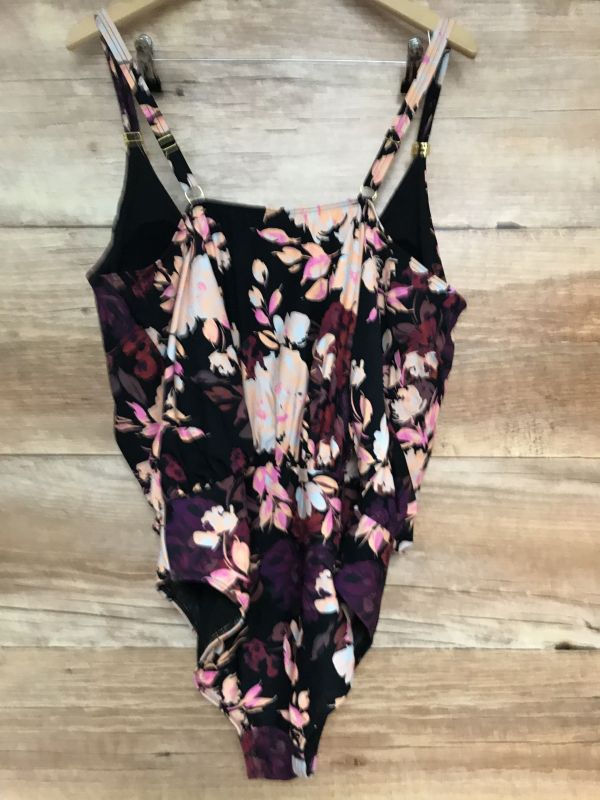 Magisculpt Black One Piece Swimsuit with Floral Pattern Print