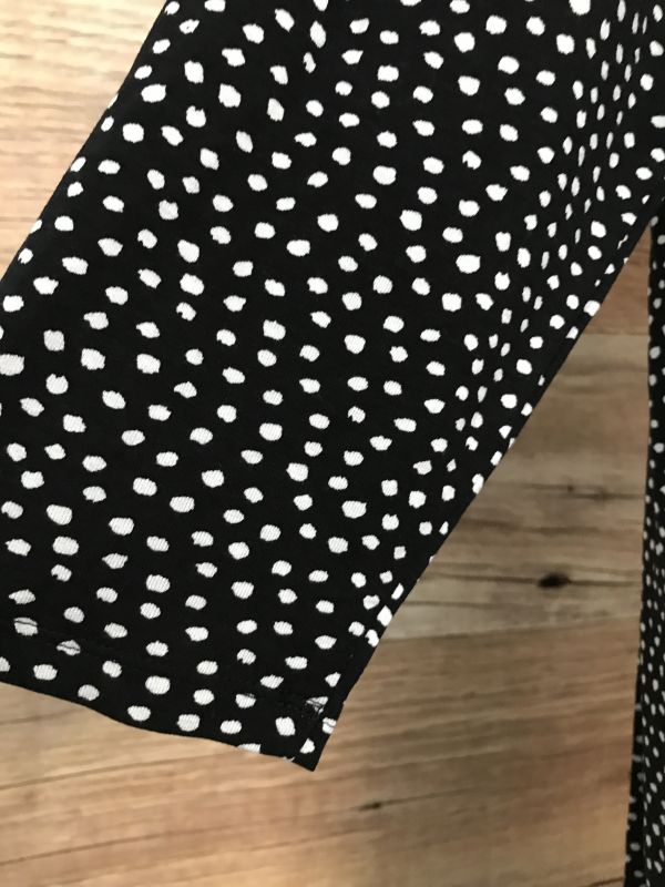Simply Be Black Long Sleeve Dress with White Polka Dots