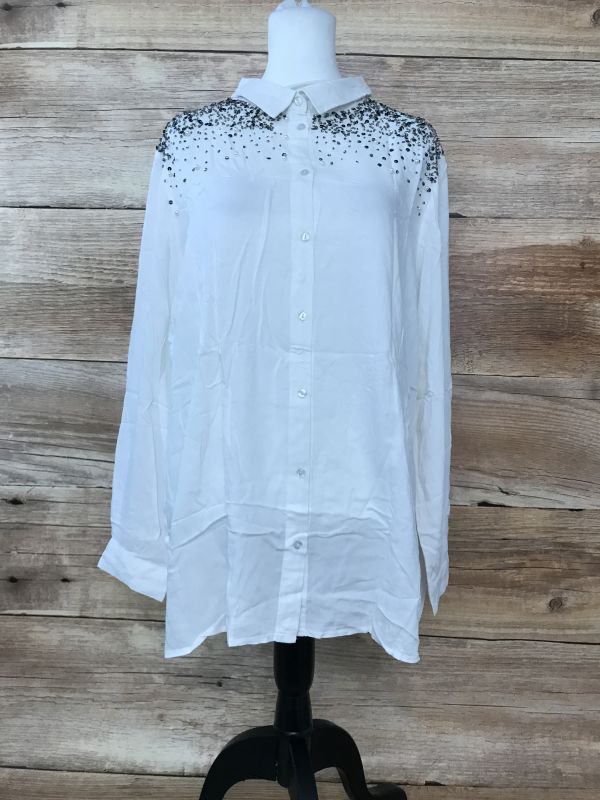 Capsule White Shirt with Bead and Sequin Detail