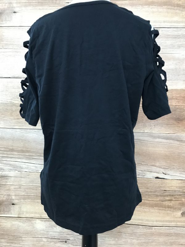 Black Top with Cut Out Sleeves