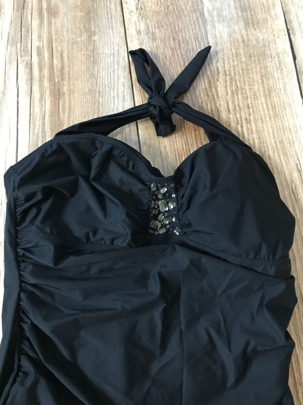 BonPrix Selection Black One Piece Swimsuit with Jewel Embellishment