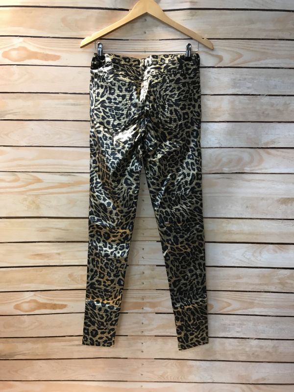 Gold leopard print trousers